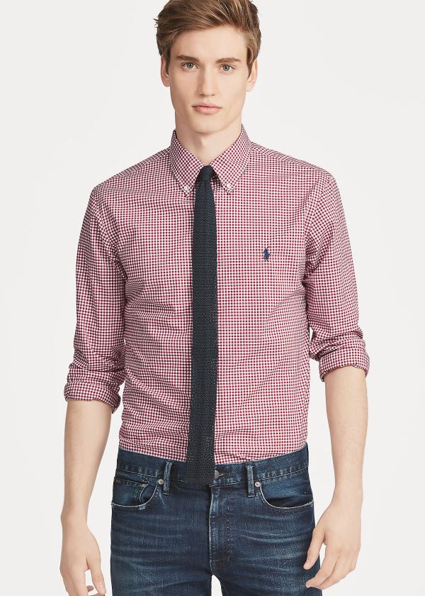 Men's Polo Ralph Lauren Custom Fit Gingham Shirts | 175486FVP